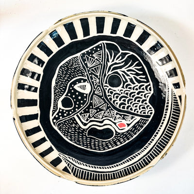Split Rim Carved Round Platter