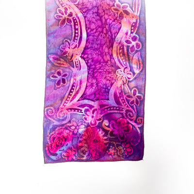 Pink Flower Batik Scarf