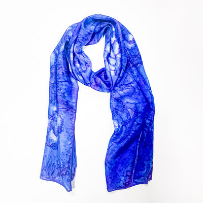 Purple, Blue and White Flower Scarf