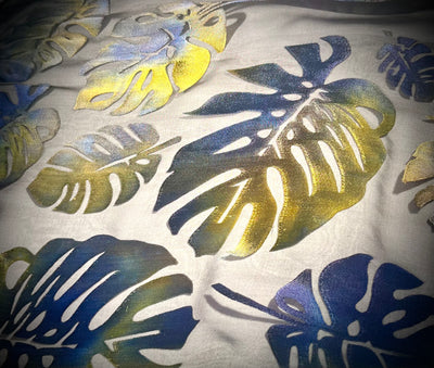 Hand Painted Leaves Devore Scarf