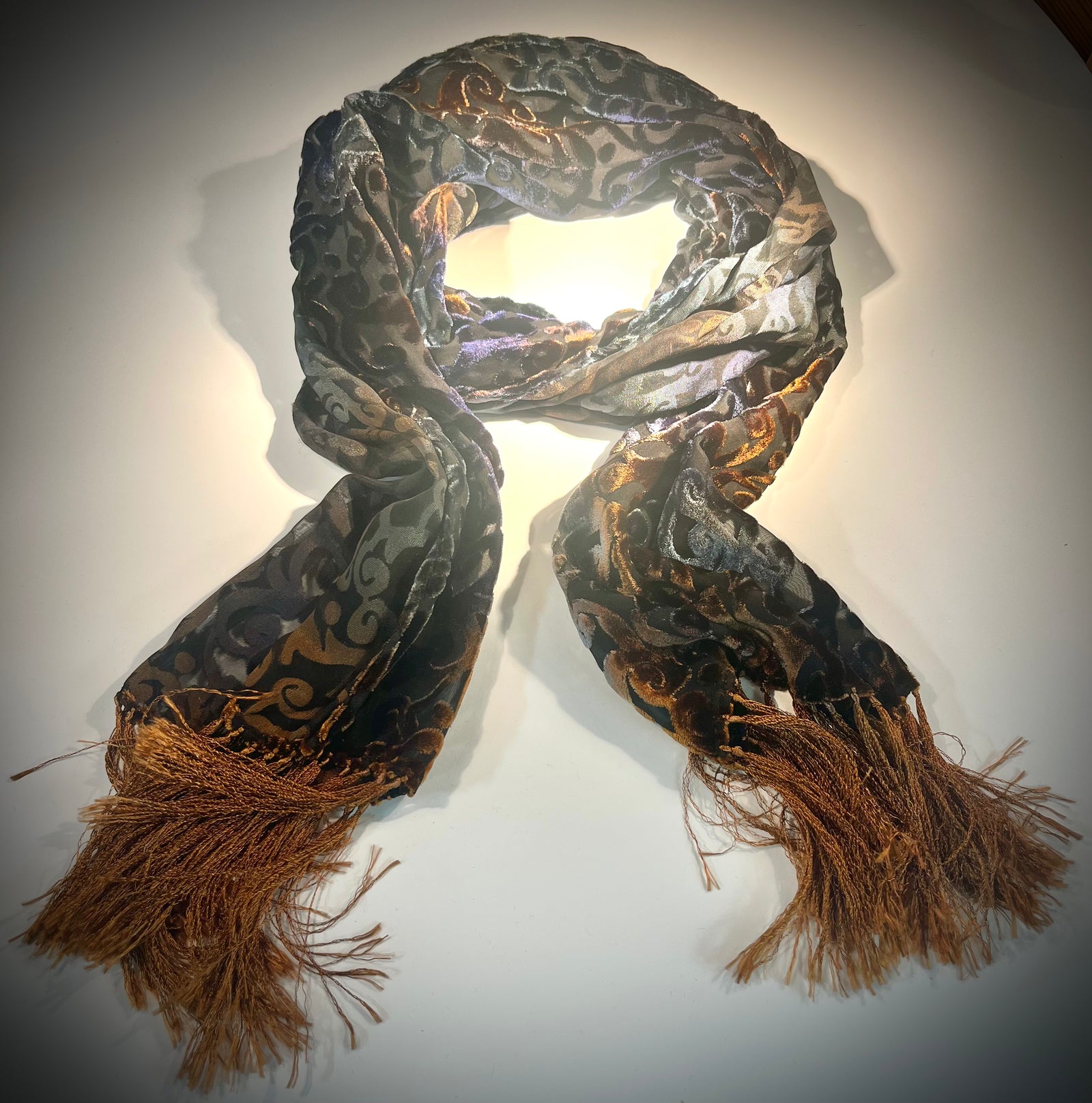 Abstract Velvet Burnout Silk Scarf