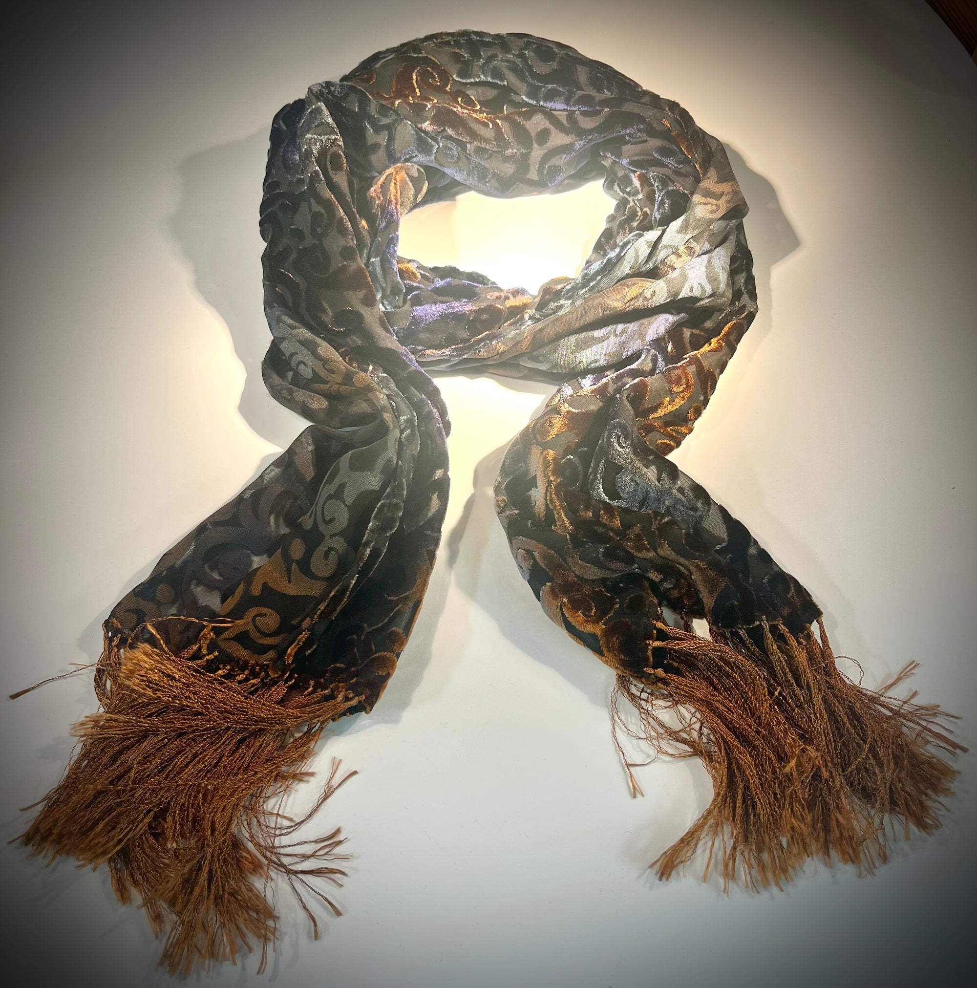 Abstract Velvet Burnout Silk Scarf