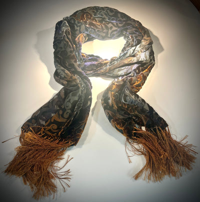 Abstract Velvet Burnout Silk Scarf