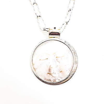 Sterling Mother of Pearl Moonface Necklace