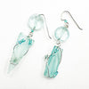 Asymmetrical Turquoise Sea Glass Earrings with Semi Precious Stone Beads