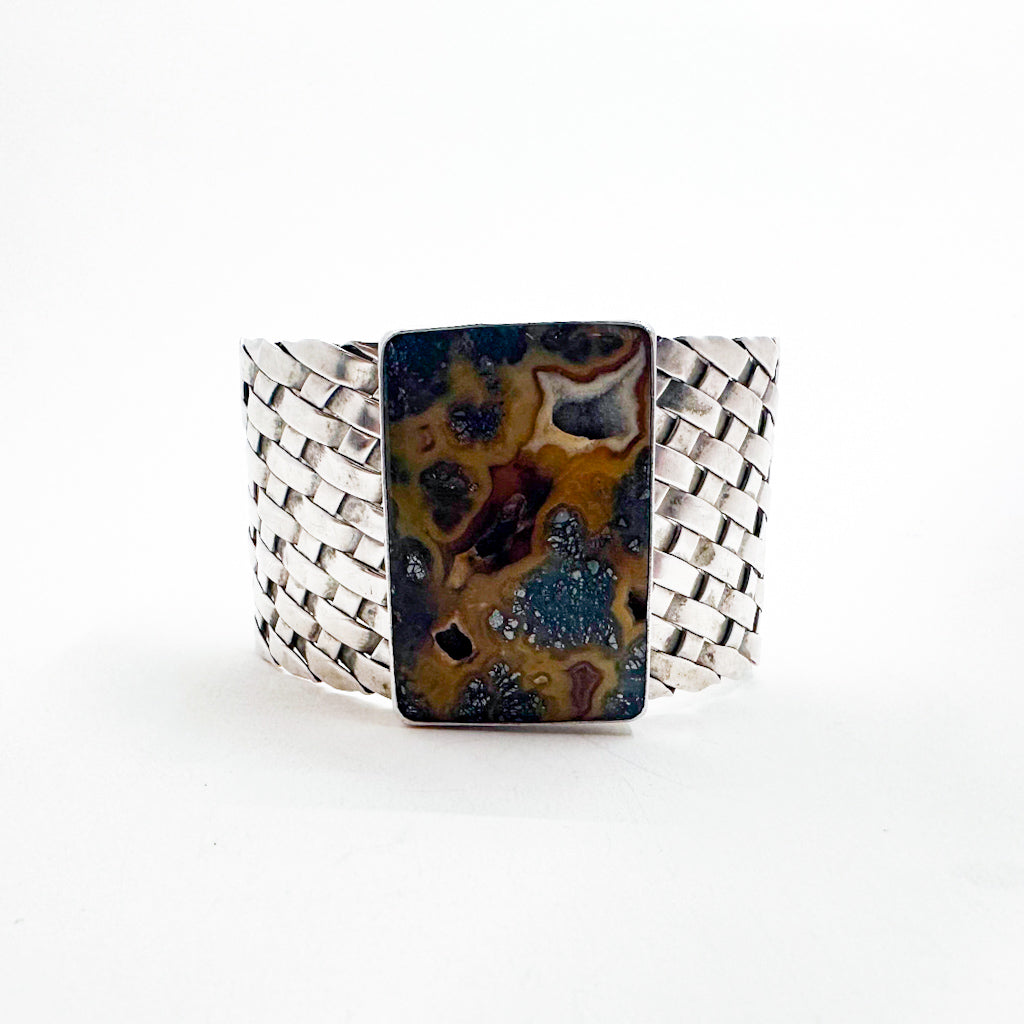 Woven Cuff with Marcasite Agate