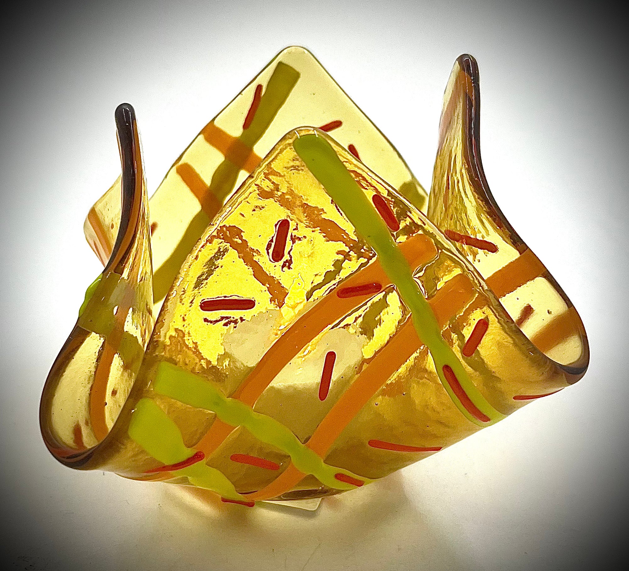 Orange Glass Votive with Bright Orange Accents