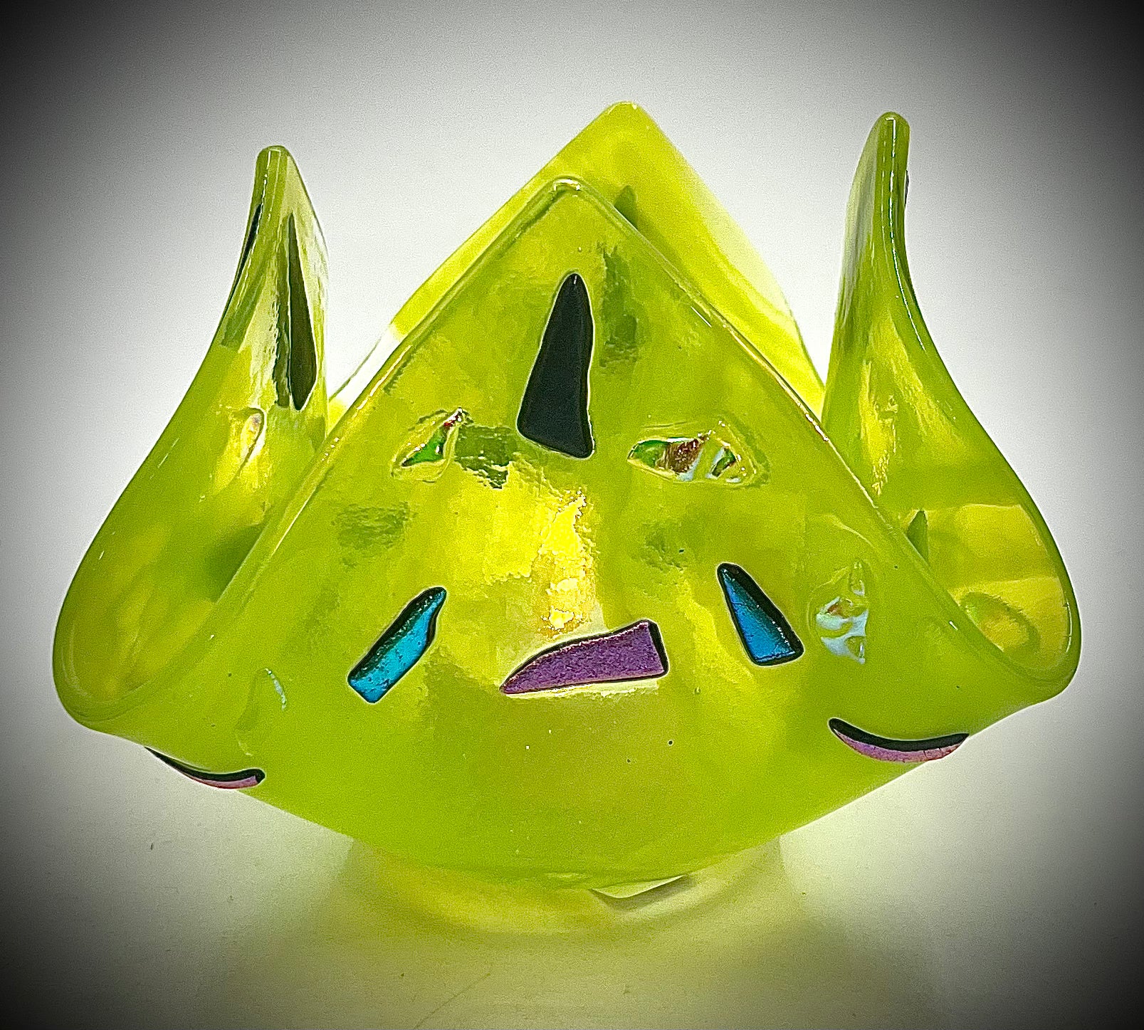 Green Glass Votive with Accents