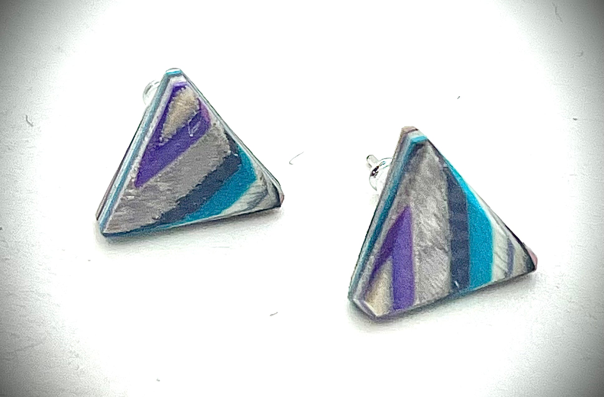 Tiny Triangle Wood Earrings on Posts
