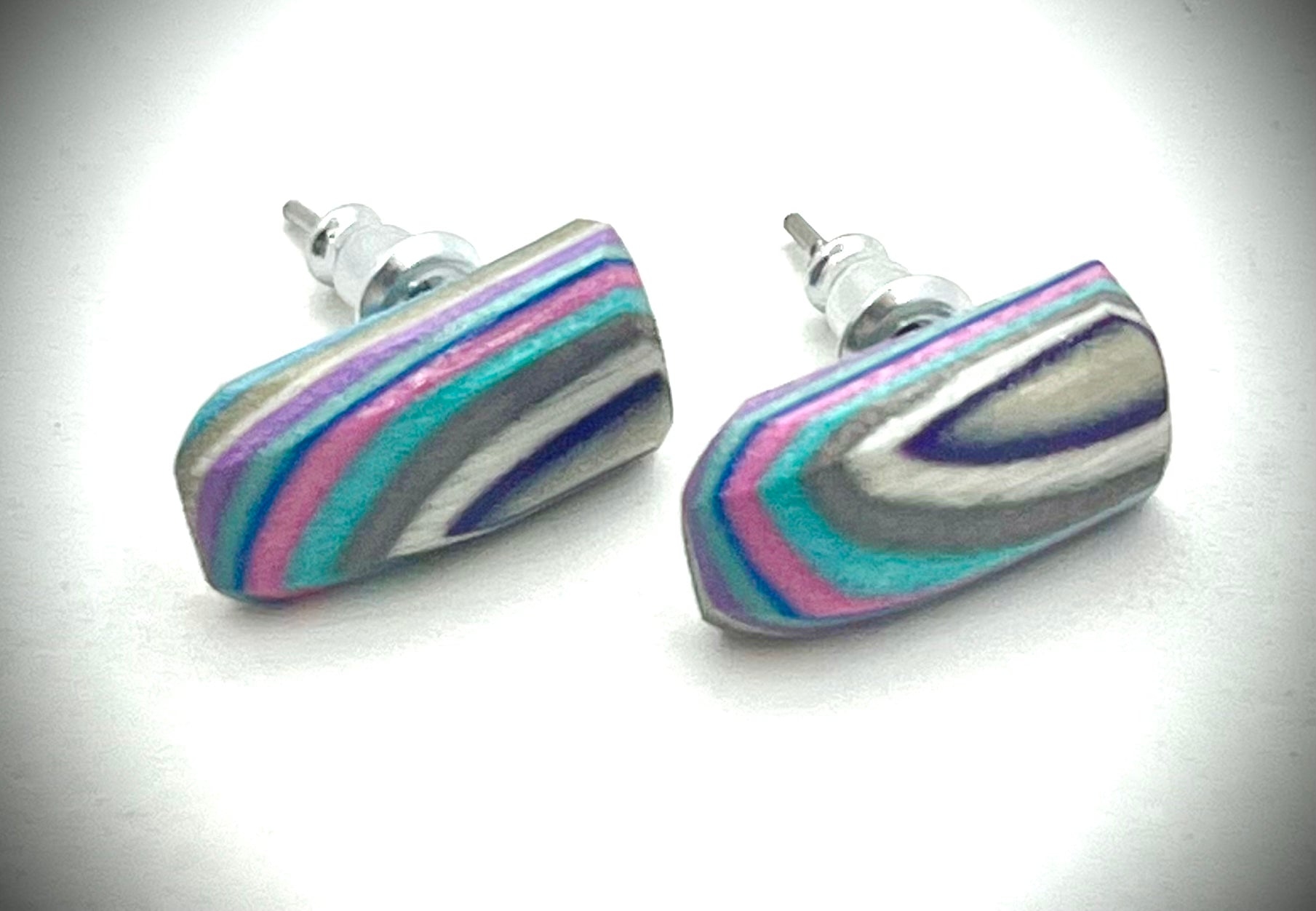Tiny Rectangle Wood Earrings on Posts