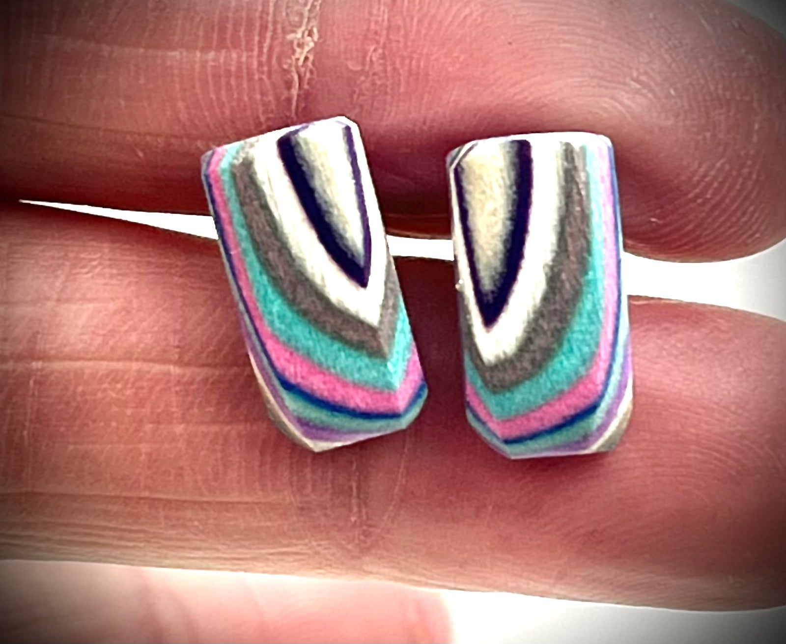 Tiny Rectangle Wood Earrings on Posts