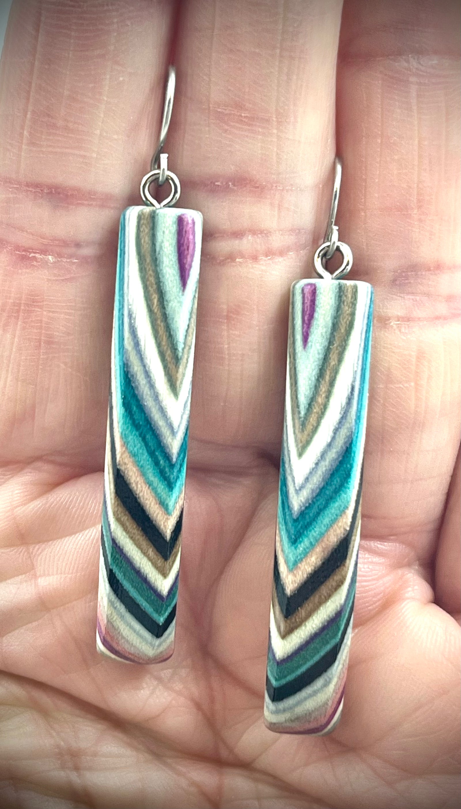 Long Rectangle Wood Earrings