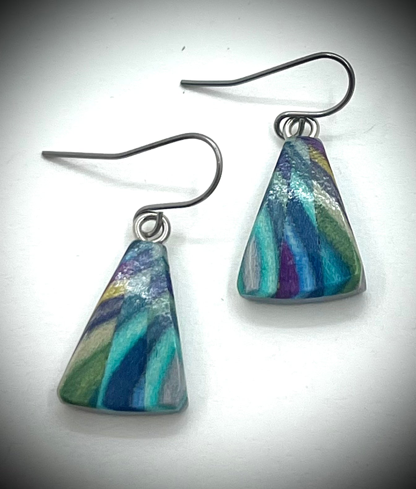 Small Fan Wood Earrings