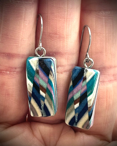 Short Composite Rectangle Wood Earrings