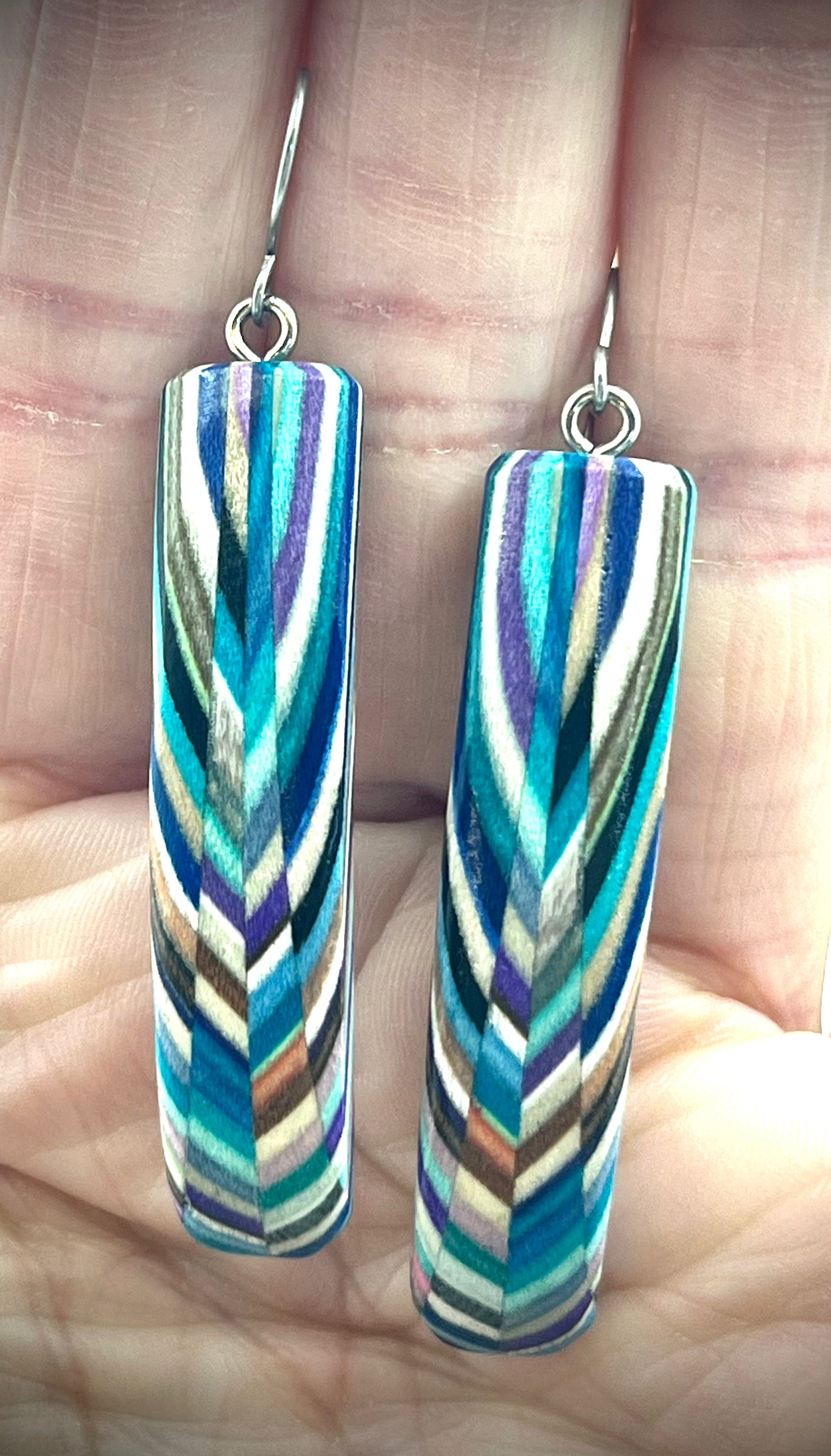 Long Rectangle Wood Earrings