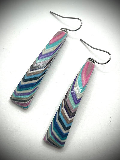 Long Triangle Wood Earrings