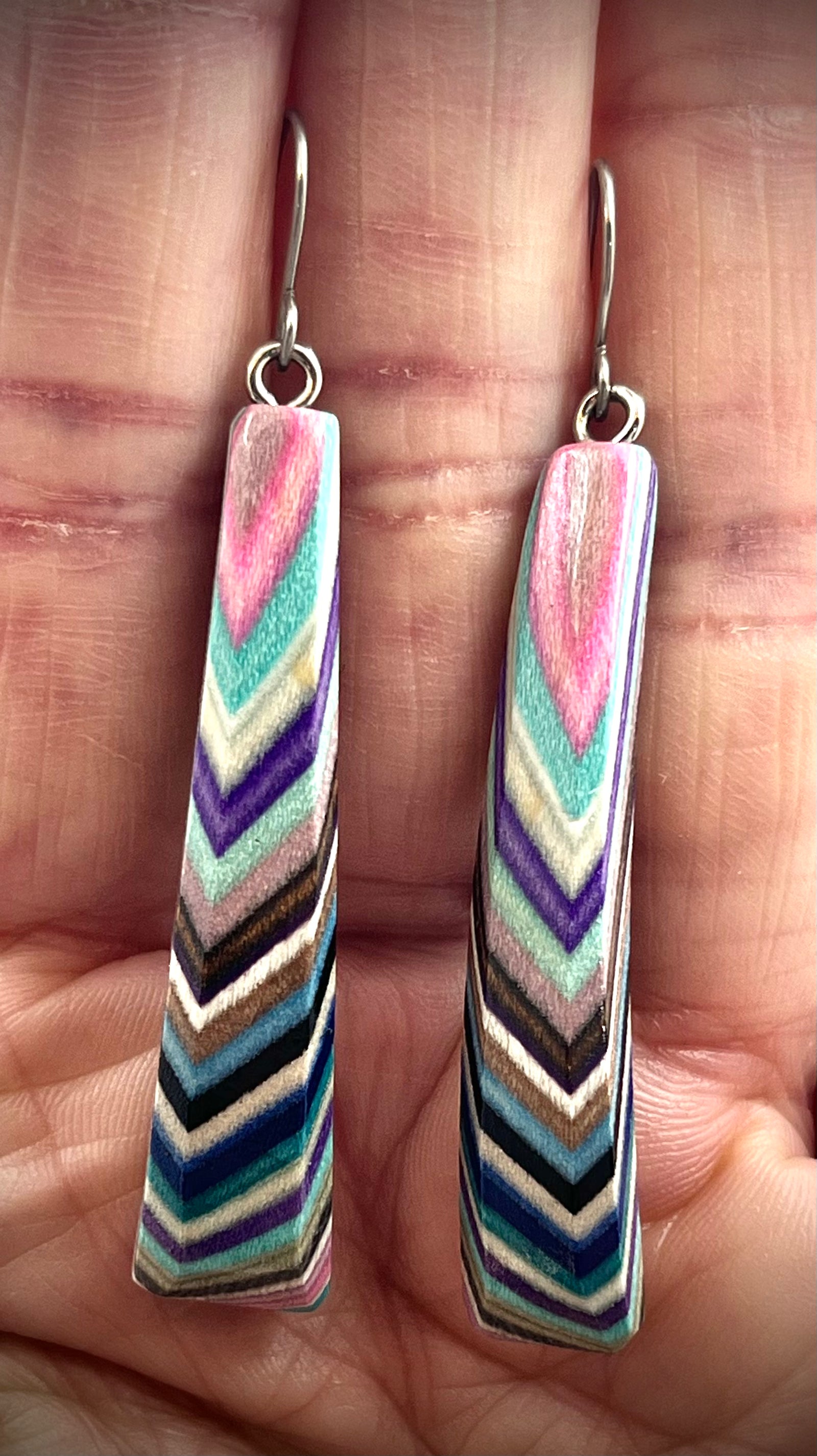 Long Triangle Wood Earrings