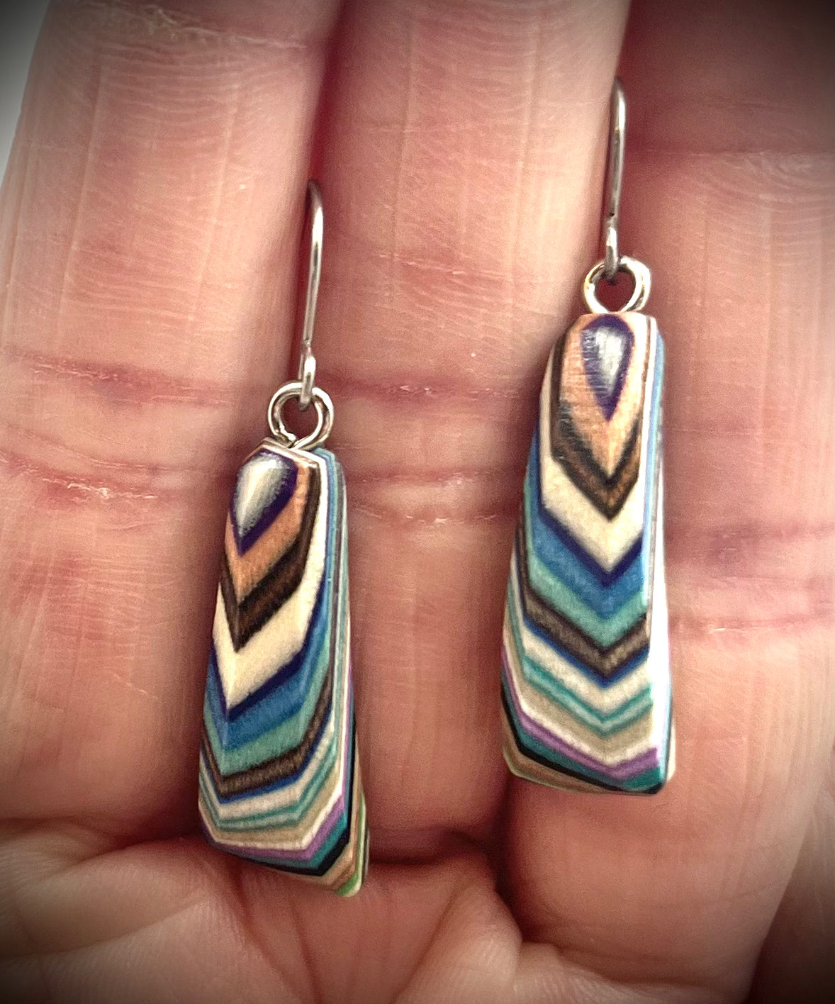 Short Triangle Wood Earrings