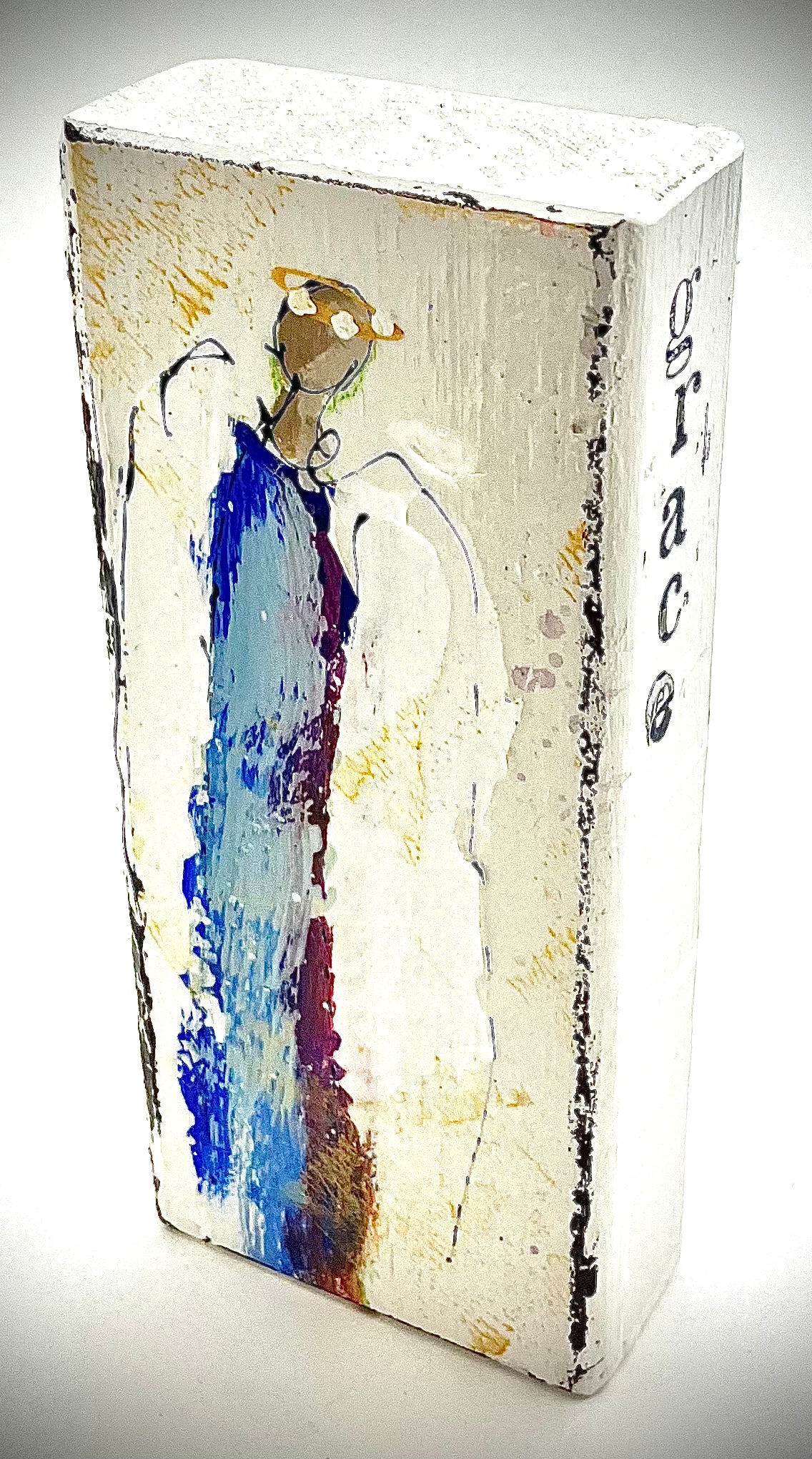 Painted Angel Block - 8"