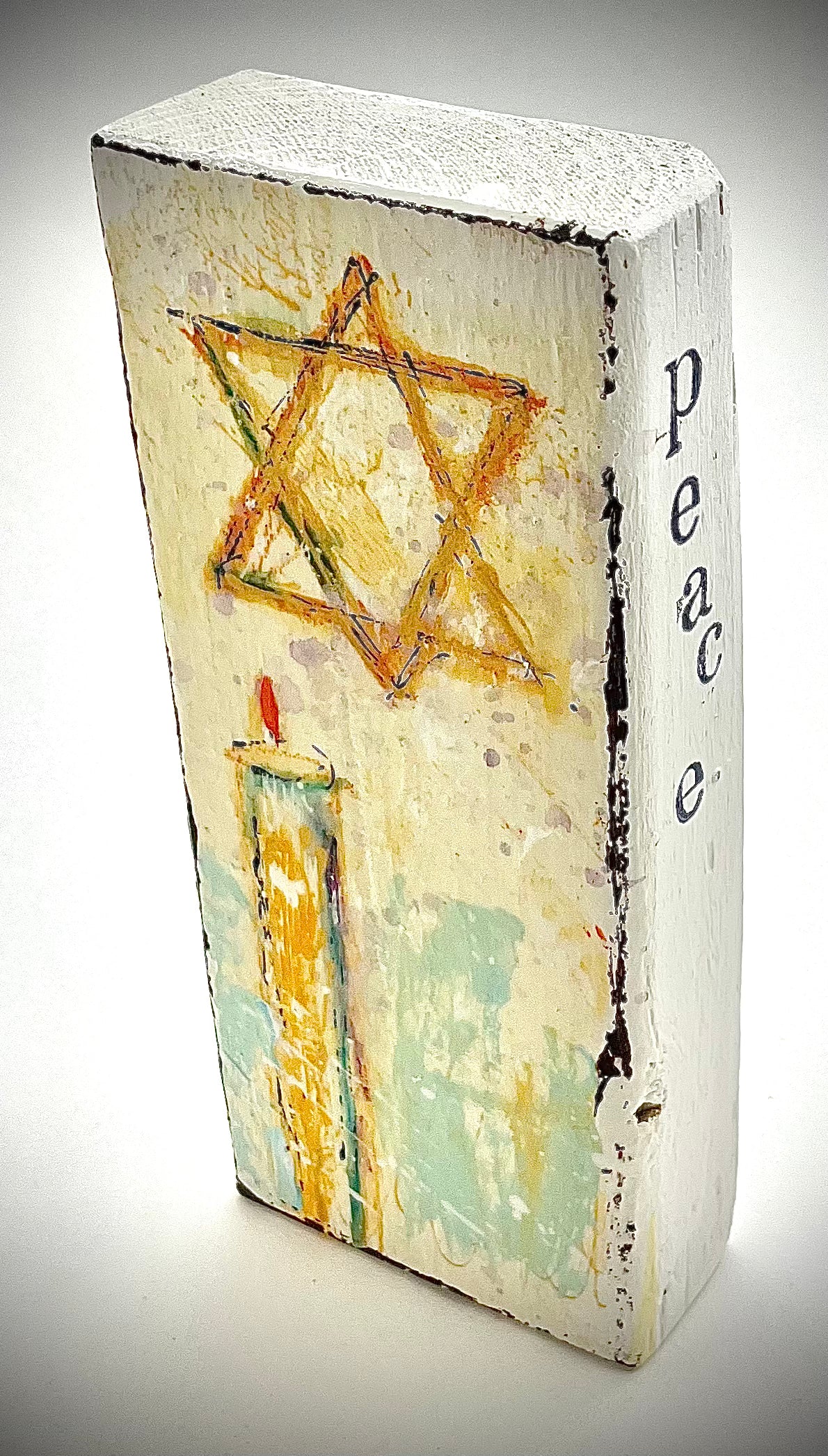 Star of David Painted Block - 8"