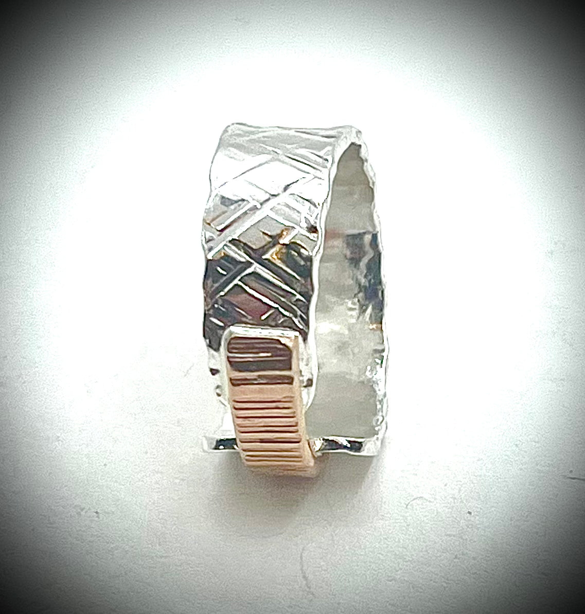 Cross-hatched Accented Ring