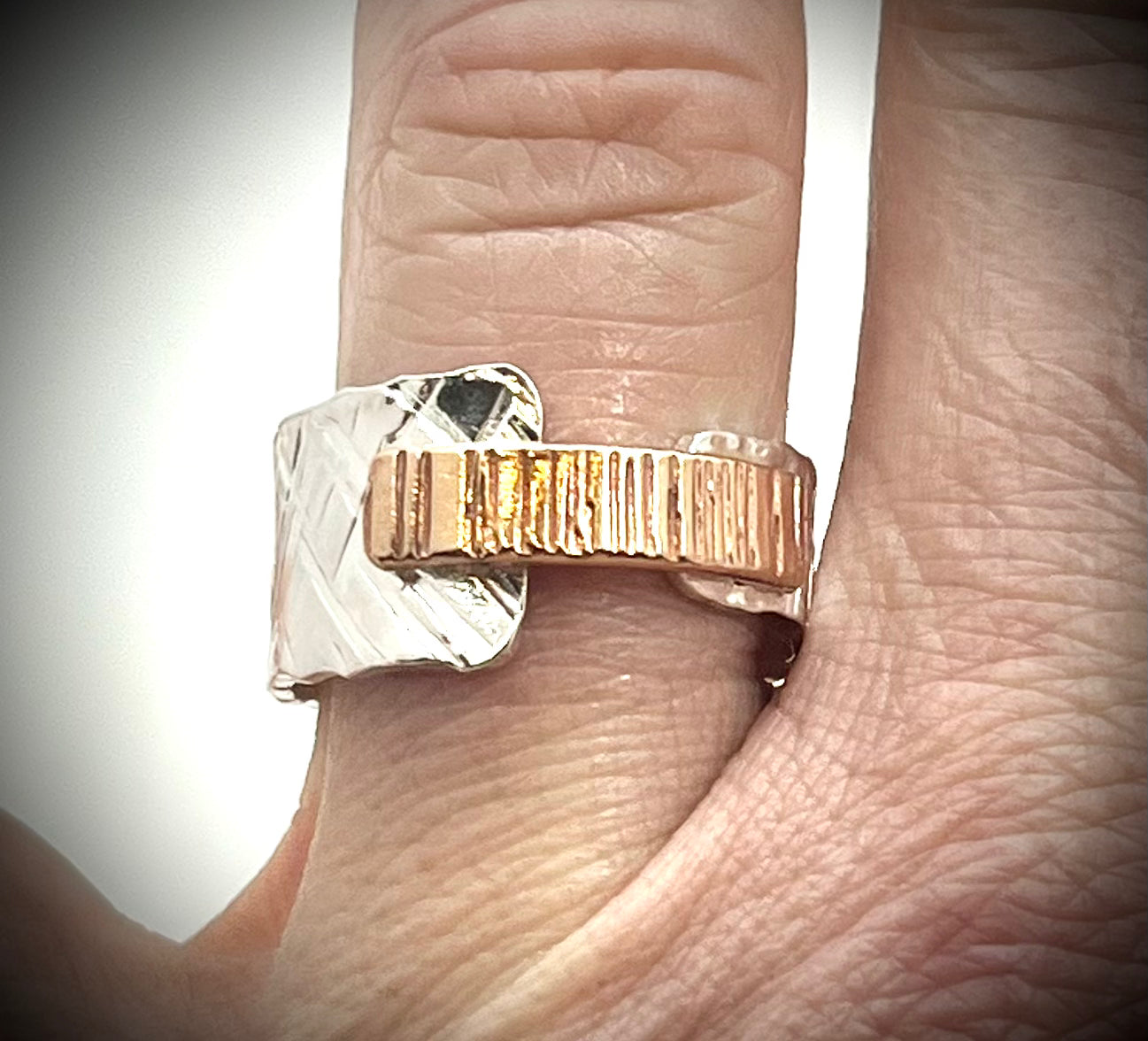 Cross-hatched Accented Ring