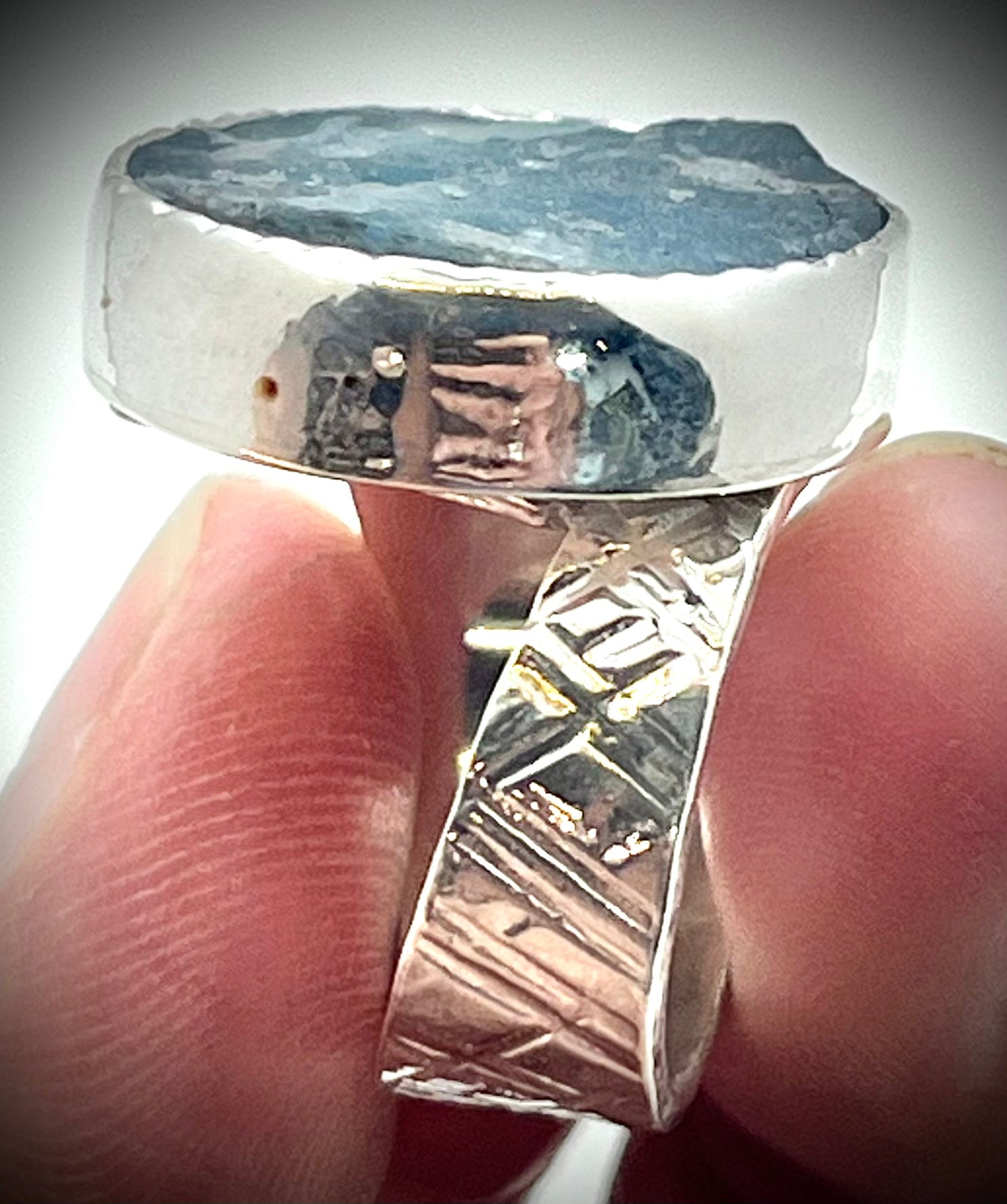 Dark Round Aquamarine Ring
