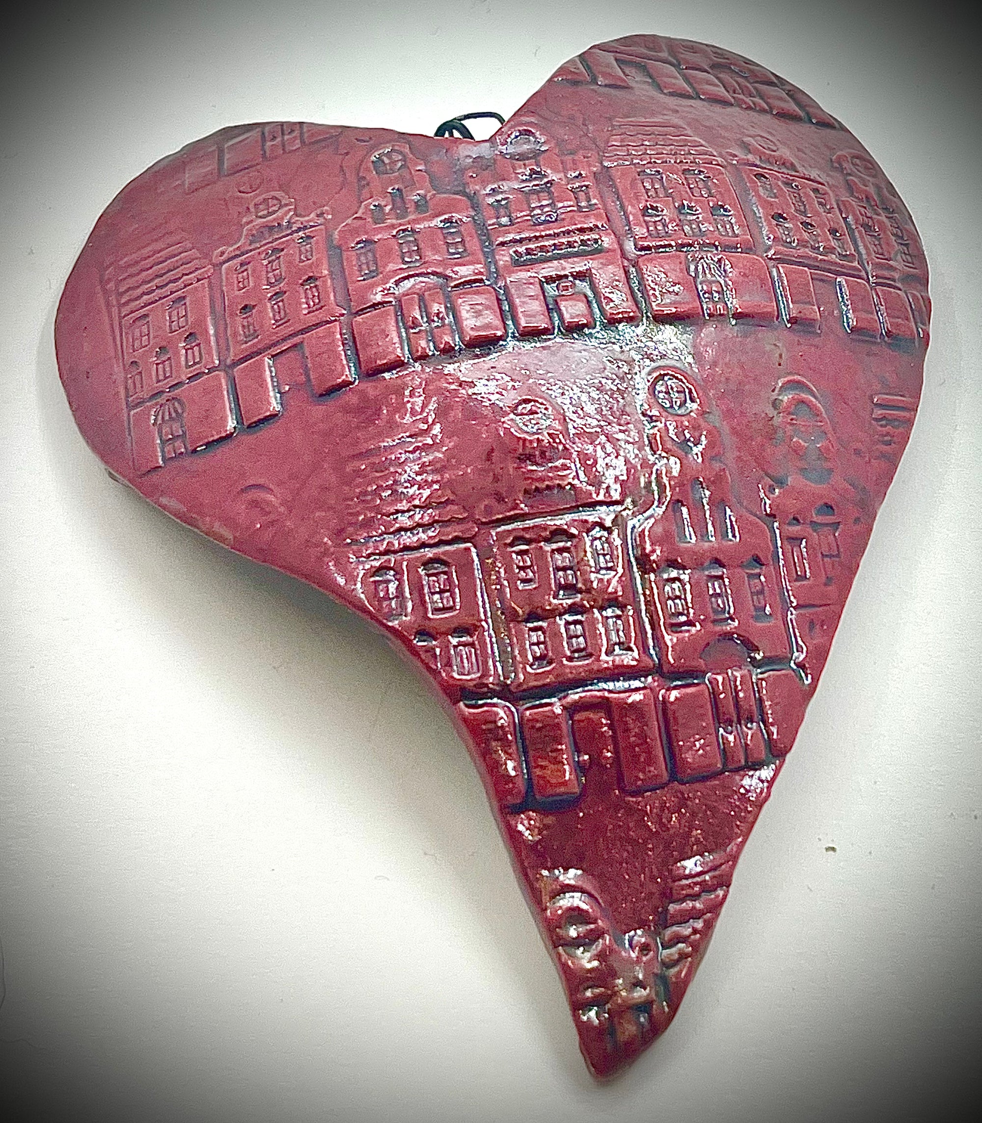 Embossed Red Heart Dutch Skyline