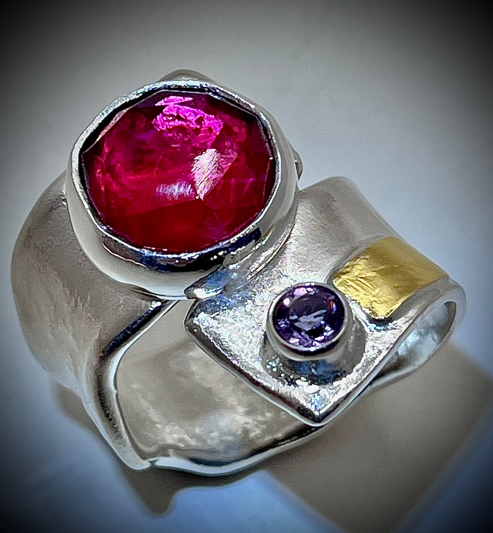 ONE OF A KIND: Pink Tourmaline and Amethyst Ring