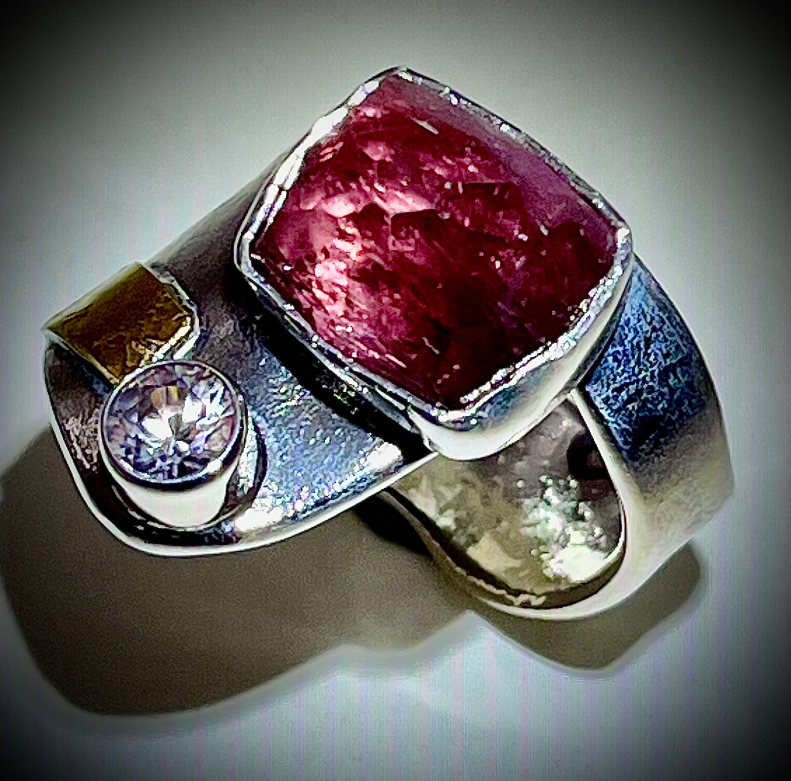 ONE OF A KIND: Pink Tourmaline and White Zircon Ring