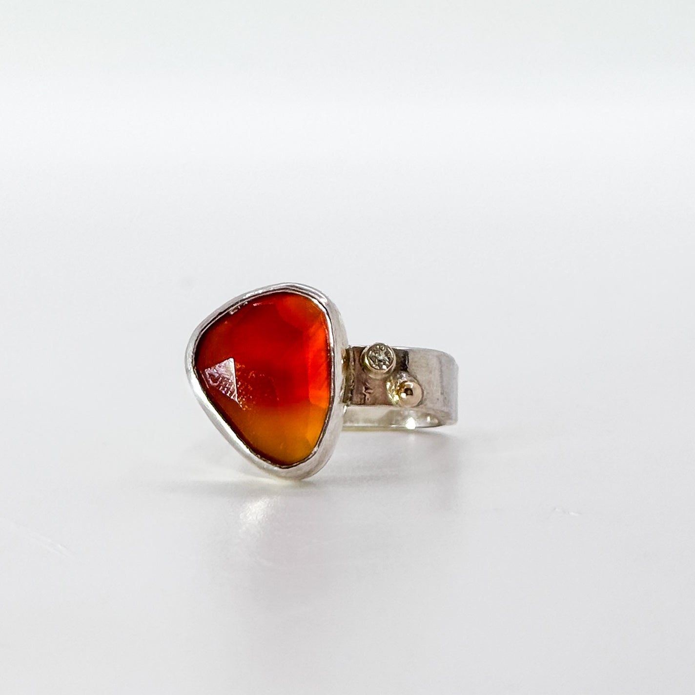 Rose cut carnelian ring with diamond