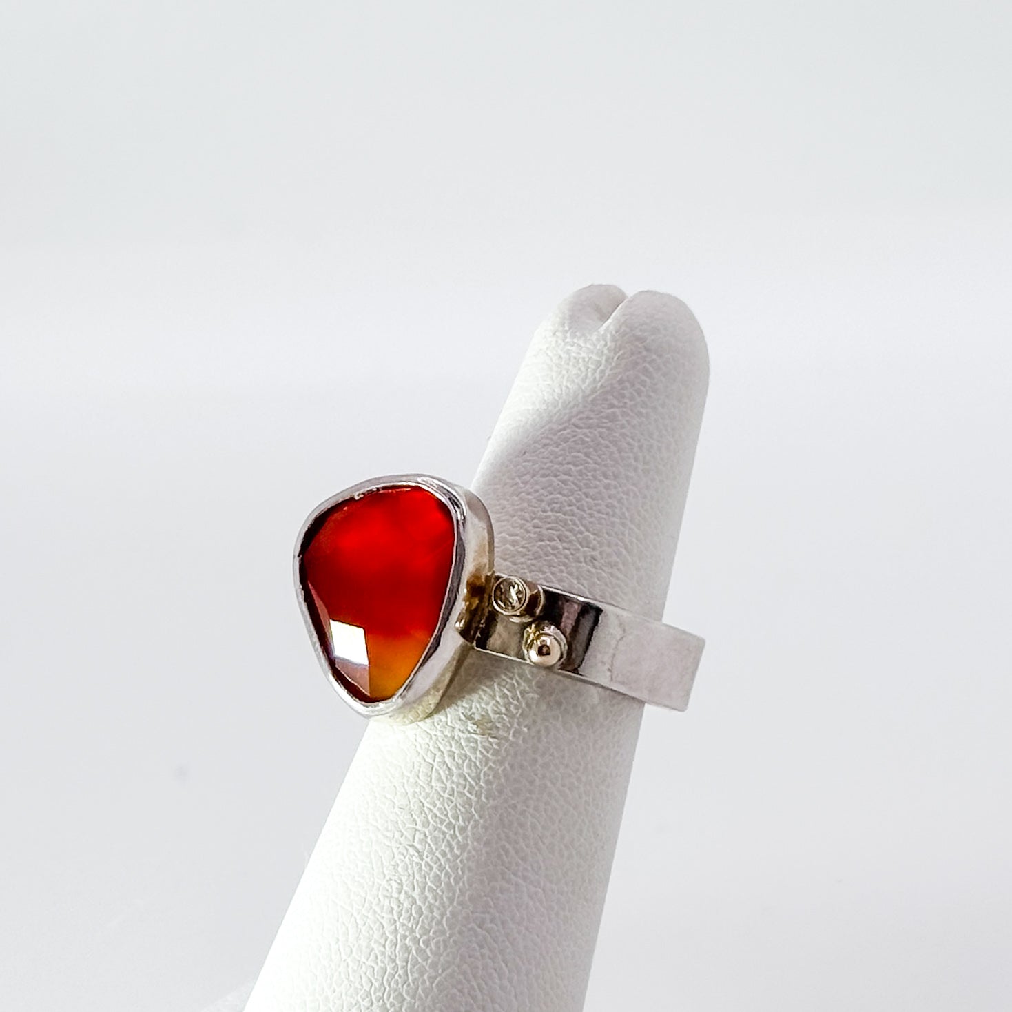Rose cut carnelian ring with diamond