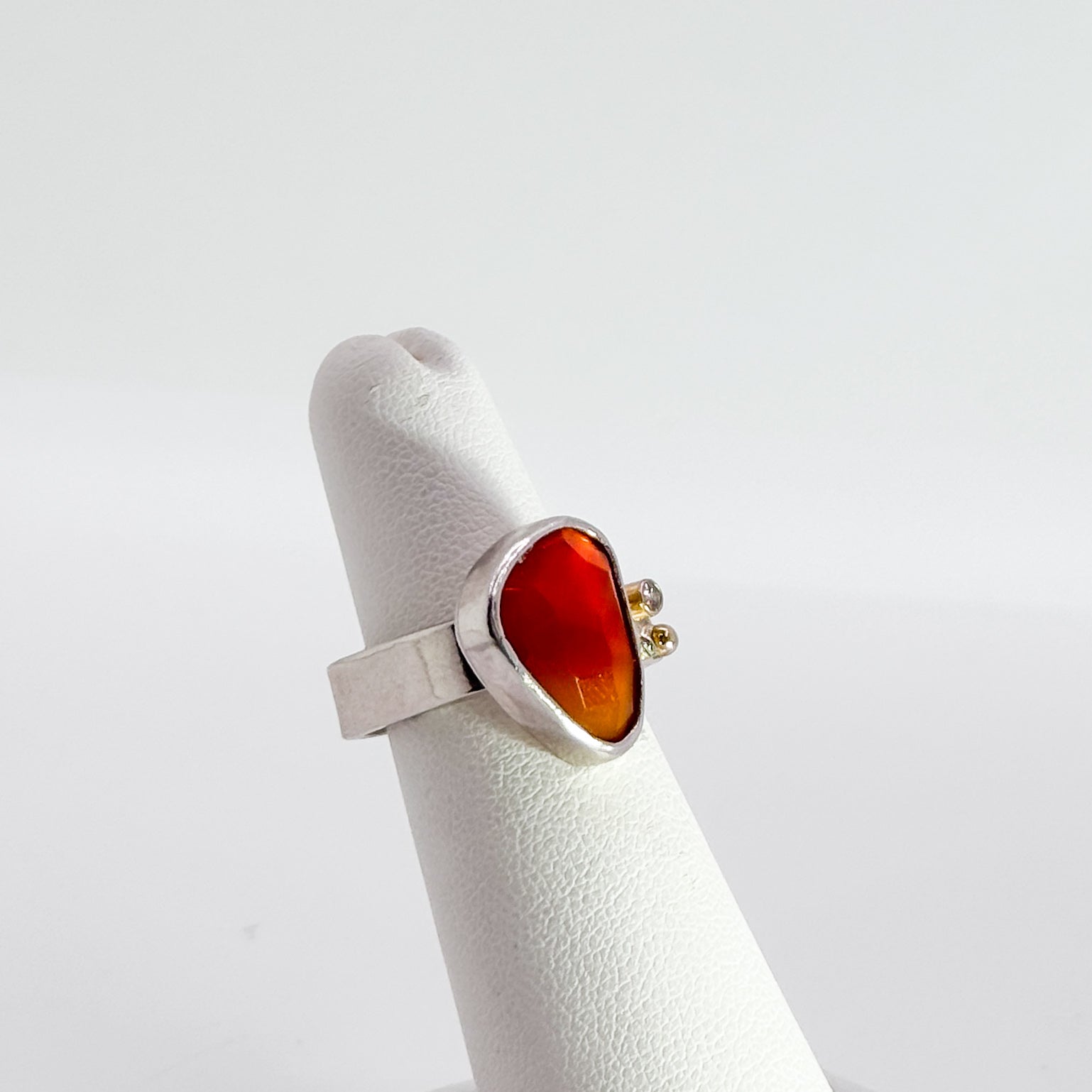 Rose cut carnelian ring with diamond
