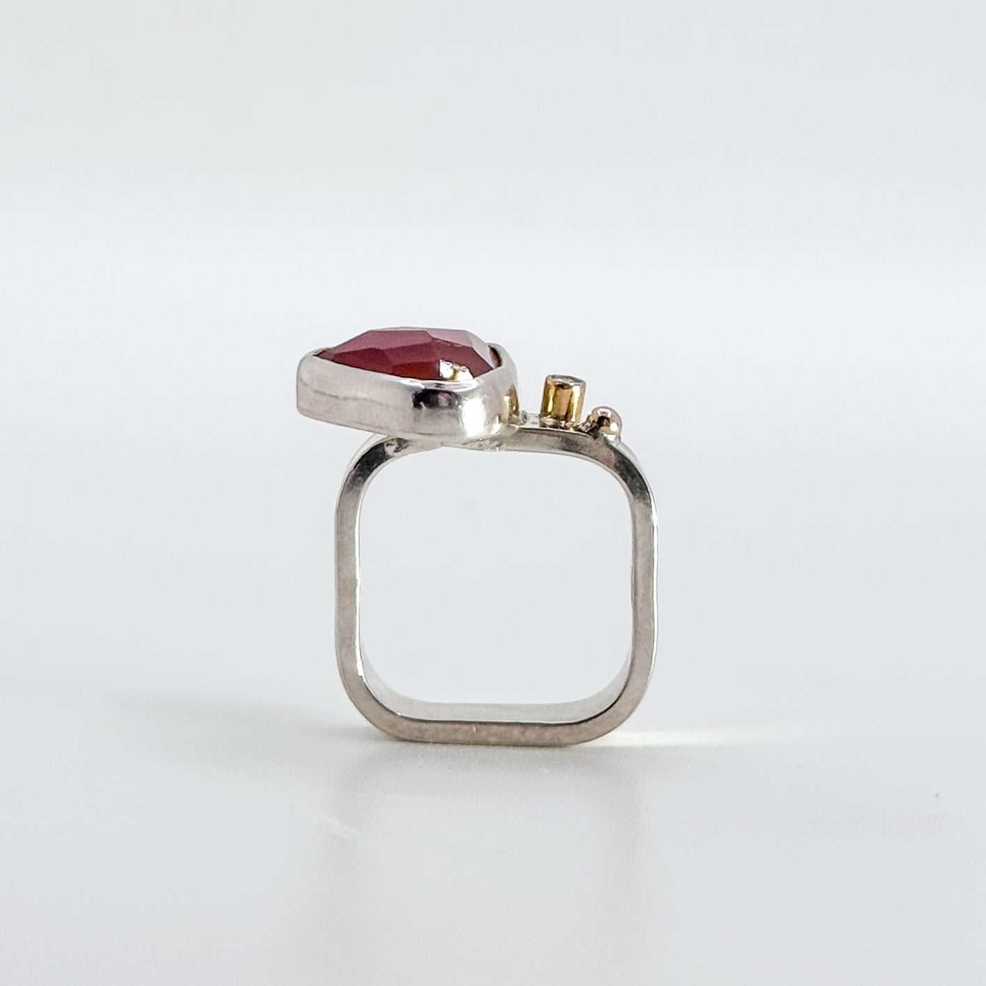 Rose cut carnelian ring with diamond