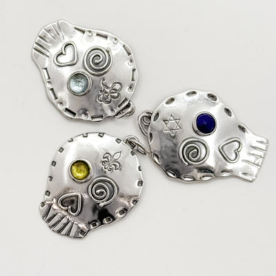 Sugar Skull Star Necklace with London Blue Topaz