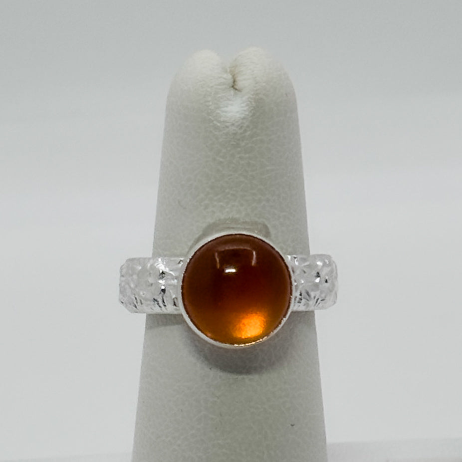 Floral band with orange chalcedony