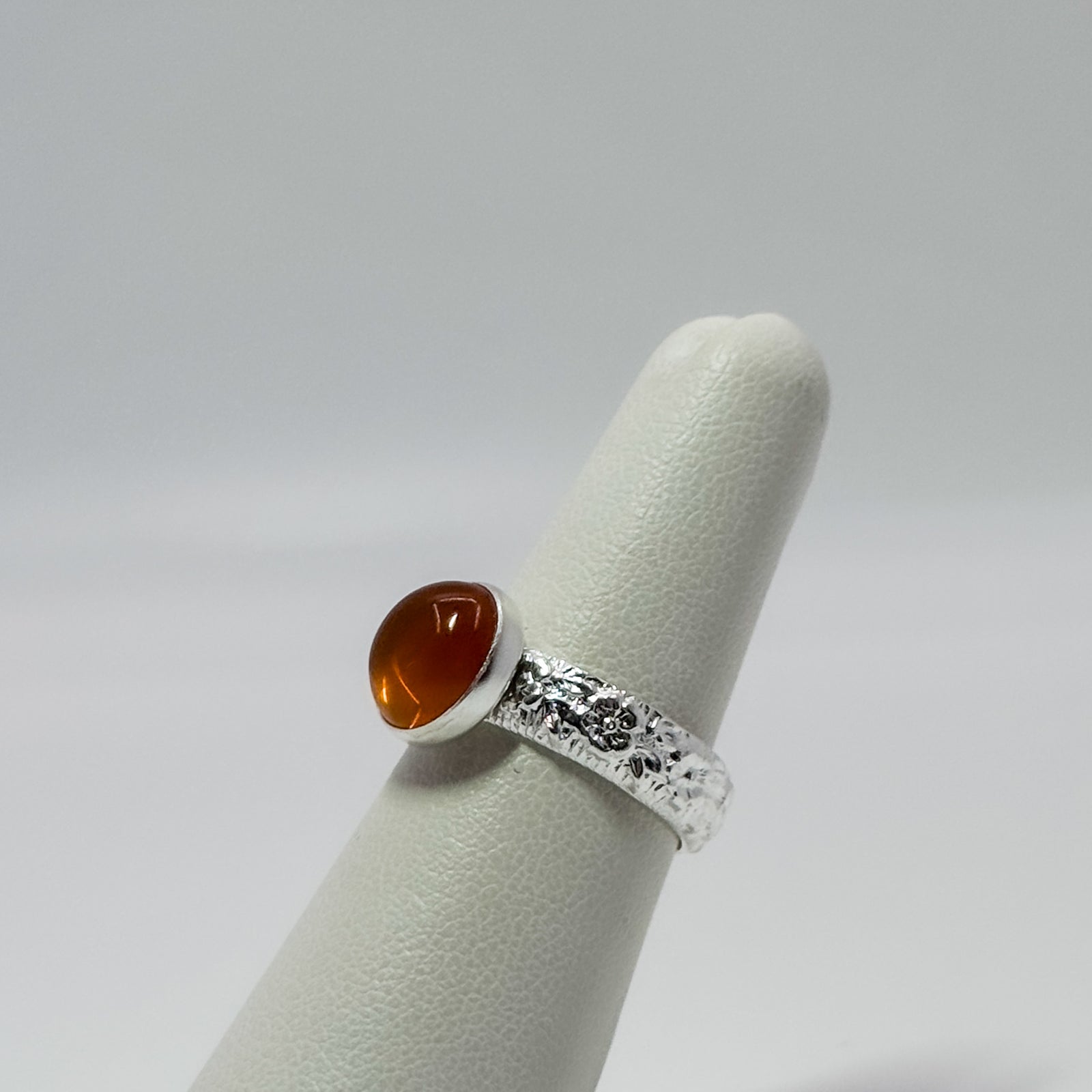 Floral band with orange chalcedony