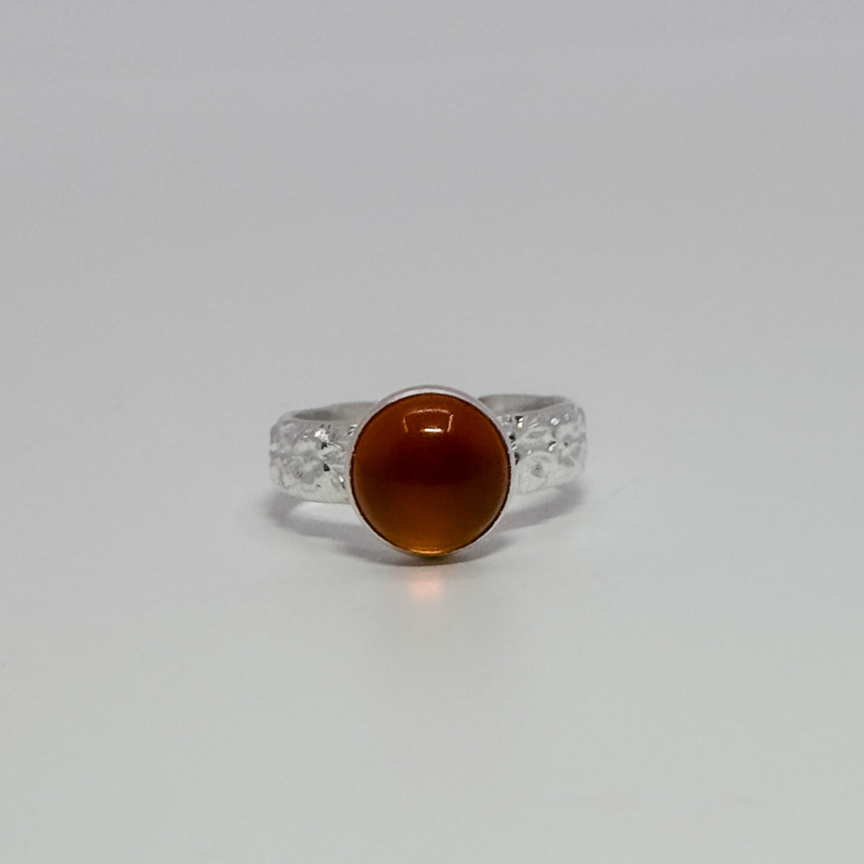 Floral band with orange chalcedony