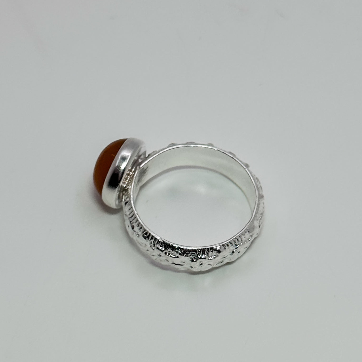 Floral band with orange chalcedony