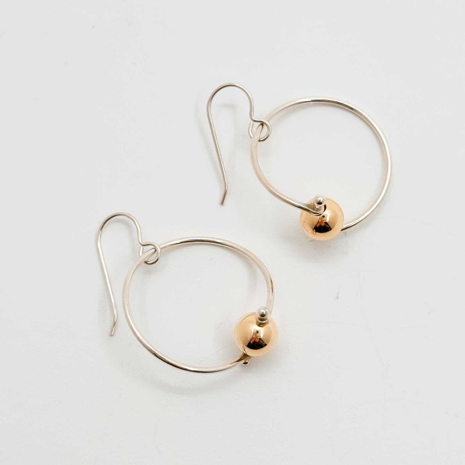 Sterling Twisted Hoop earrings with Gold Filled Ball