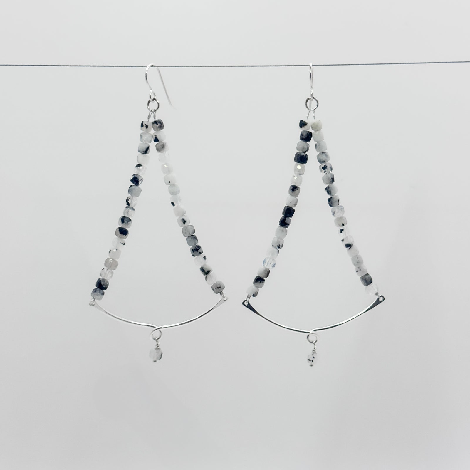 Sylvie Earrings with Tourmaline Rainbow Moonstone