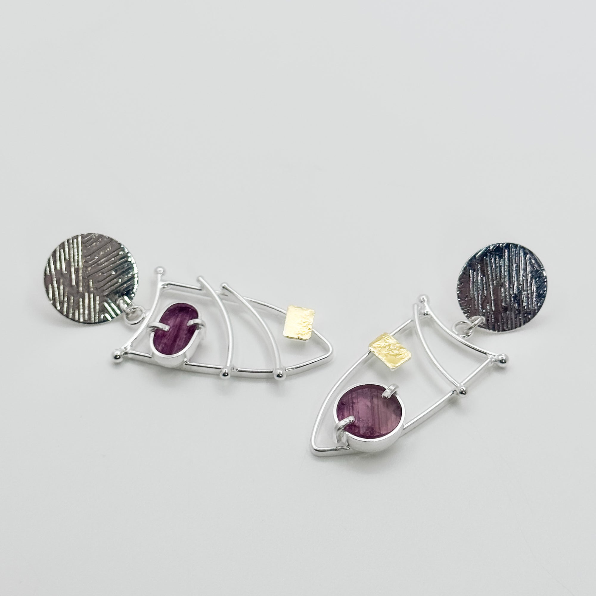 Waltz earrings with pink tourmaline slices