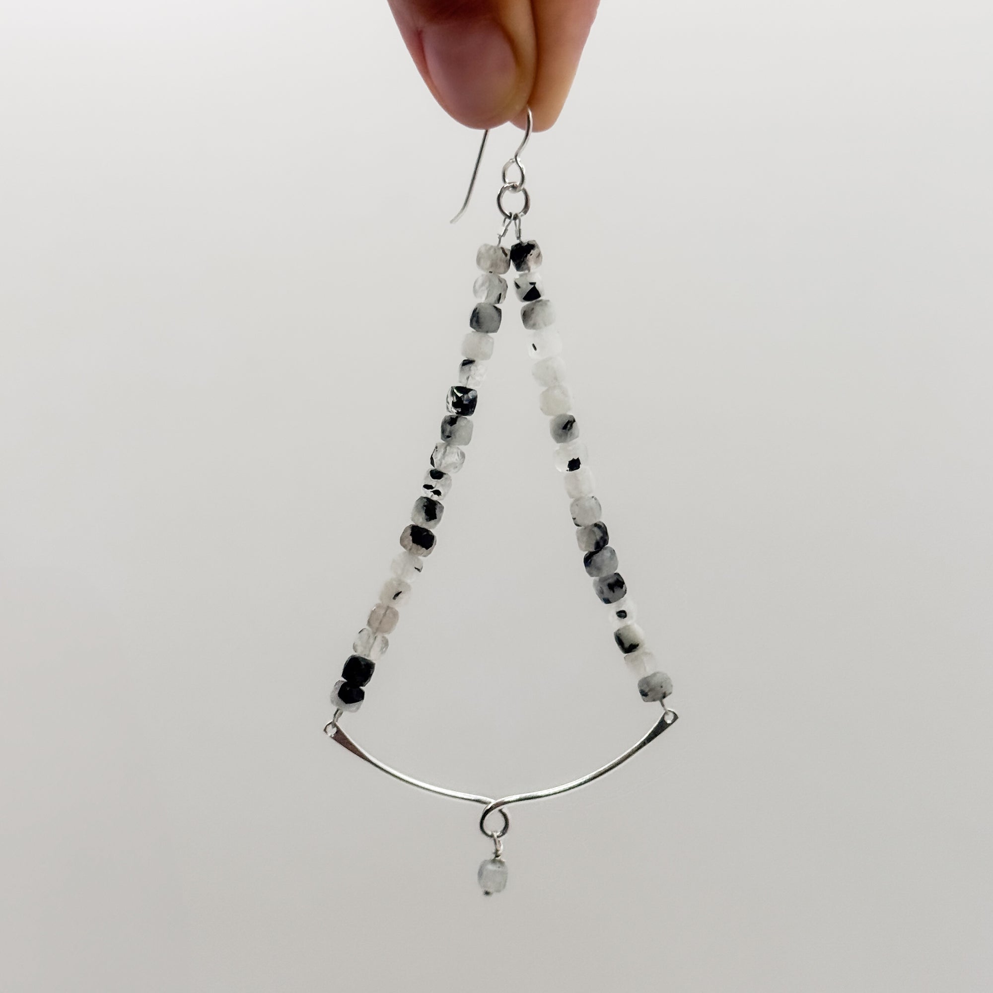 Sylvie Earrings with Tourmaline Rainbow Moonstone