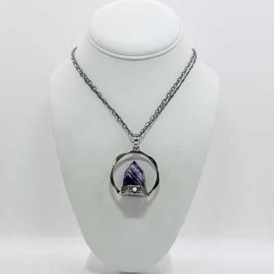 Chevron Amethyst crystal point pendant necklace