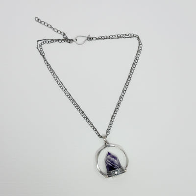 Chevron Amethyst crystal point pendant necklace