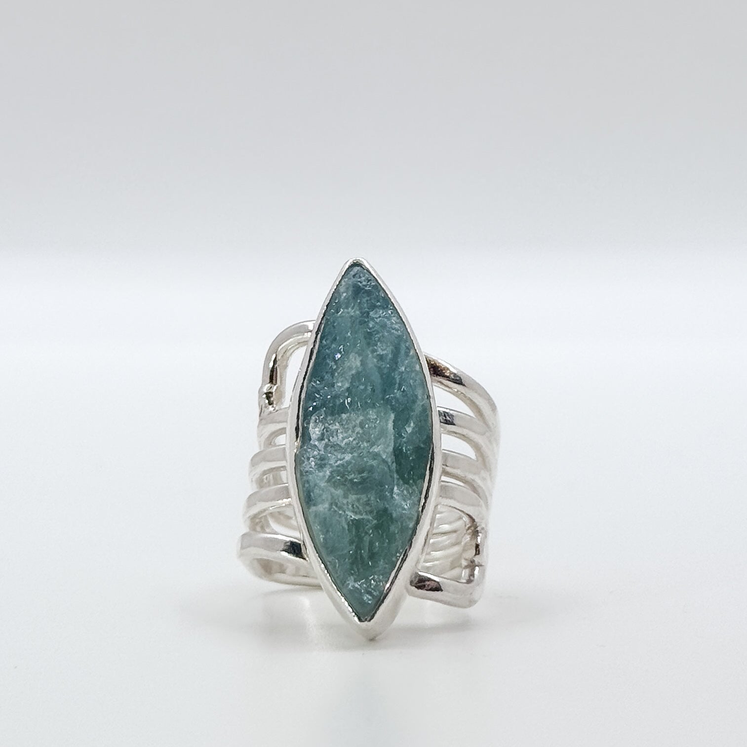 Wrap ring with marquise natural surface Aquamarine