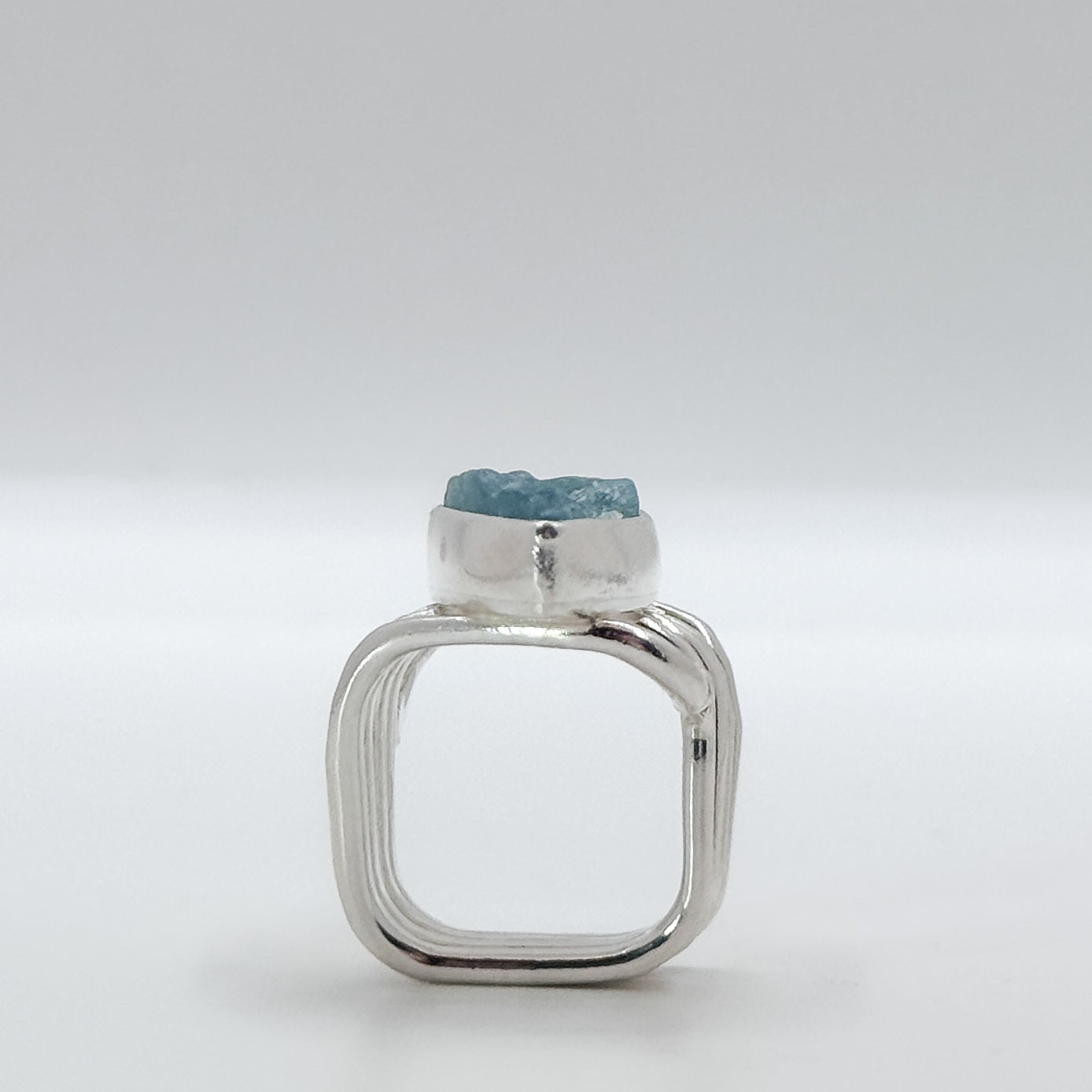 Wrap ring with marquise natural surface Aquamarine