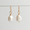 Single Large white Baroque pearl earrings