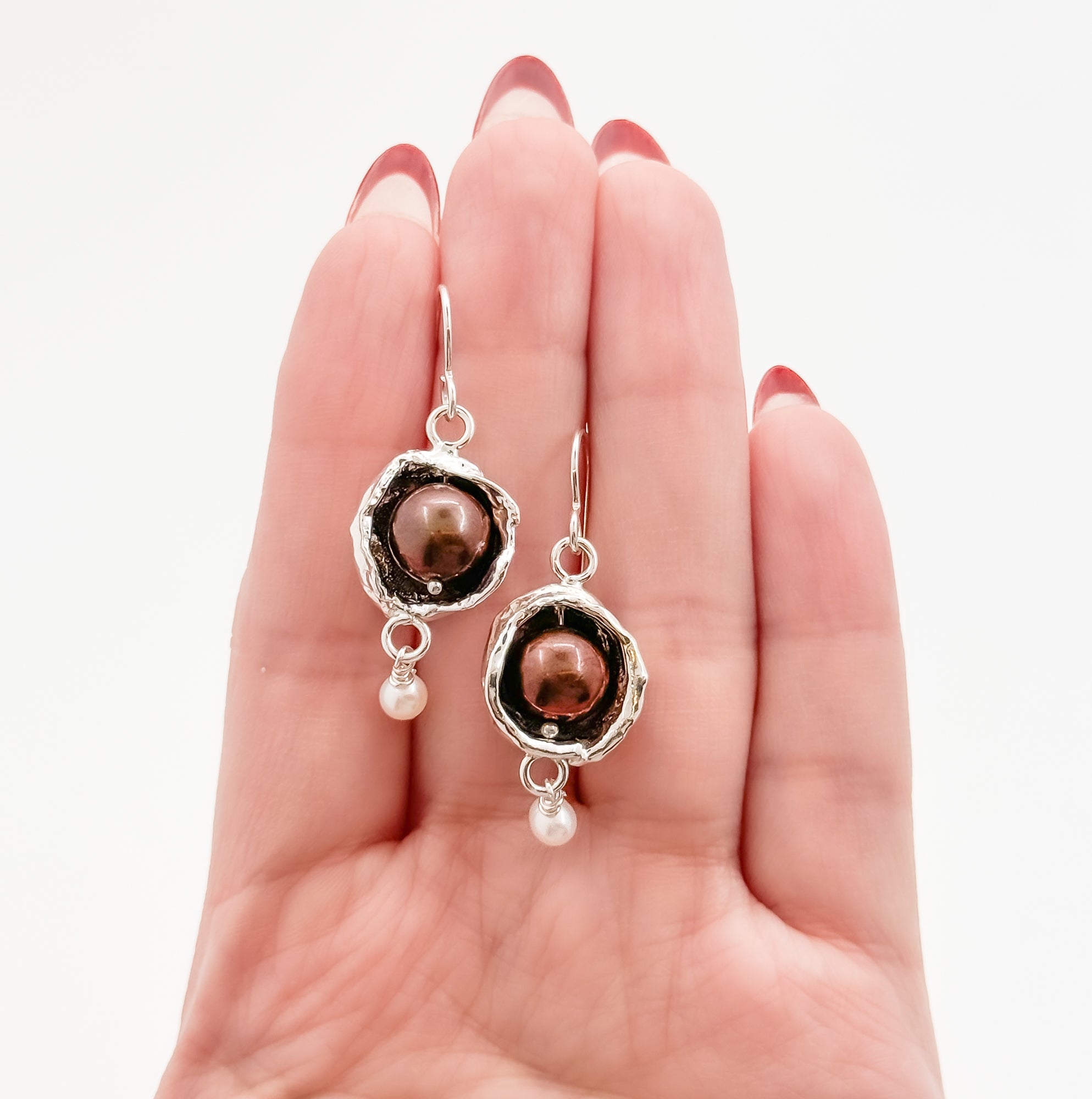 Raindrop Earrings with Chocolate pearls