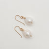 Single Large white Baroque pearl earrings